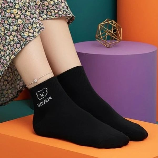 جوراب نیم ساق پنبه ای طرحدار خرسی 7004 روما